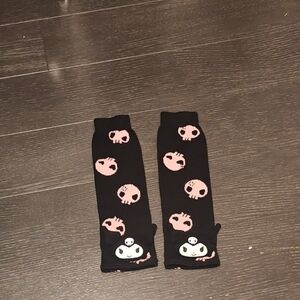 Hot Topic Black and Pink Skull Kids Arm Warmers